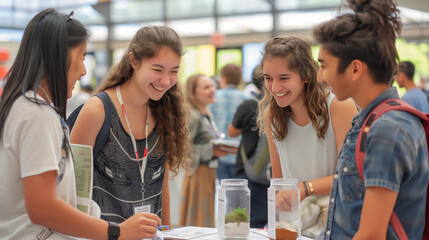 Students at the School Science Fair Presenting Projects