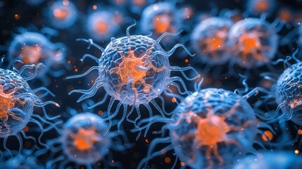 Obraz premium Neural network illustrating brain cells, synapses, and human body system neural connections, neuroscience concept, banner