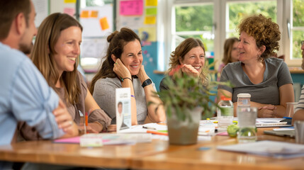 parents attending a school meeting with teachers