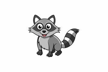 Funny Raccoon Vector Illustration, Cartoons, Clipart, and Line Art Design with White Background,  funny raccoon vector illustration, cartoons, clipart, and line art design on a white background.