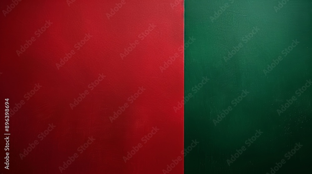 Poster festive red and green background perfect for holiday designs, with a simple split creating an eye-ca