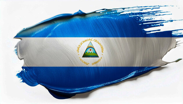 Paint stain in the colours of the Nicaraguan flag - Powered by Adobe