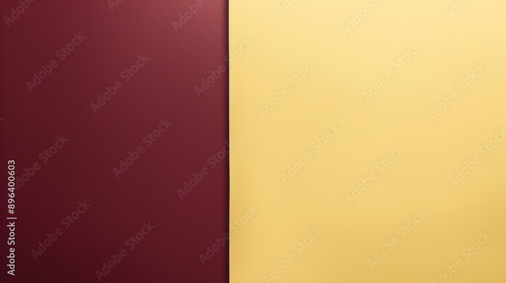 Poster minimalist background featuring a vertical split between a dark red surface and a smooth, pale yello