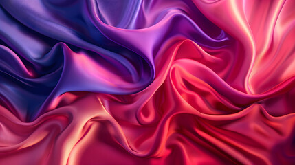 Fototapeta premium Luxurious purple and pink silk fabric with smooth, shiny texture and elegant curves