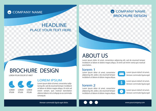 Abstract curve shape on blue and white color background.