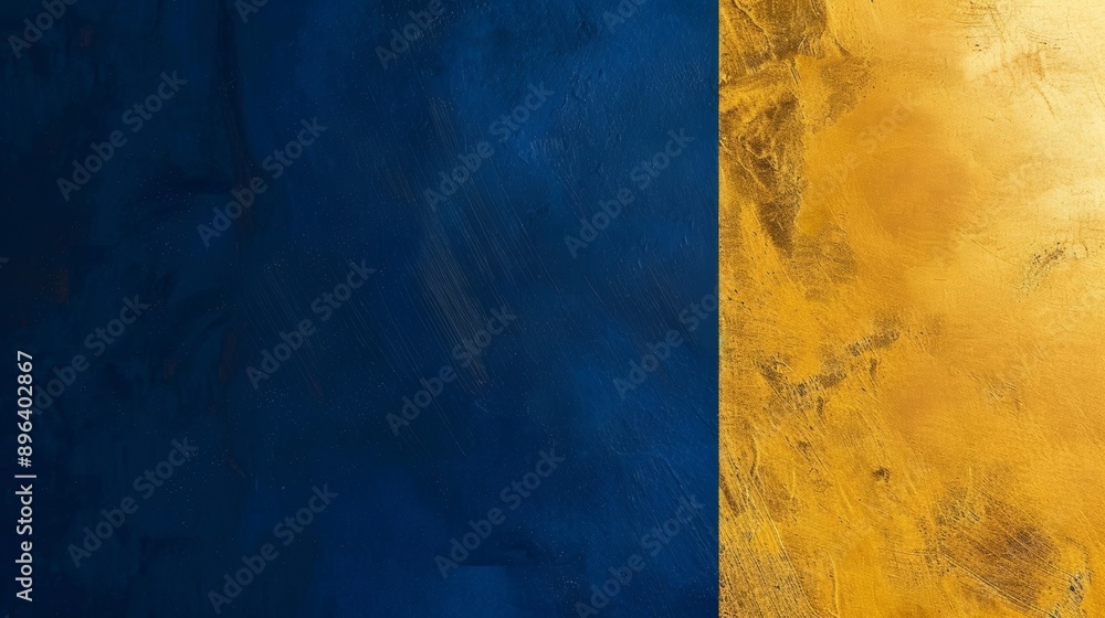 Poster abstract background with a luxurious navy blue surface merging with a gold painted surface, creating