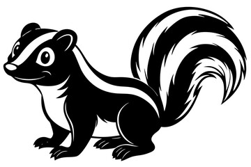 Funny Skunk Vector Illustration Cartoons, Clipart, and Line Art Design on White Background, Funny skunk vector illustration featuring cartoons, clipart, and line art on a white background.