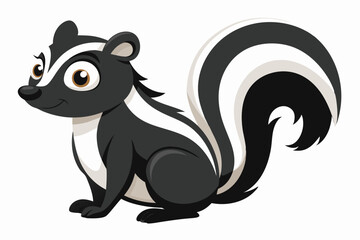Funny Skunk Vector Illustration Cartoons, Clipart, and Line Art Design on White Background, Funny skunk vector illustration featuring cartoons, clipart, and line art on a white background.