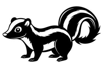 Funny Skunk Vector Illustration Cartoons, Clipart, and Line Art Design on White Background, Funny skunk vector illustration featuring cartoons, clipart, and line art on a white background.