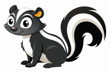 Funny Skunk Vector Illustration Cartoons, Clipart, and Line Art Design on White Background, Funny skunk vector illustration featuring cartoons, clipart, and line art on a white background.