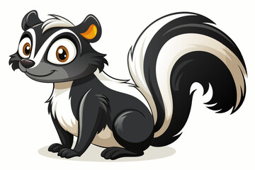 Funny Skunk Vector Illustration Cartoons, Clipart, and Line Art Design on White Background, Funny skunk vector illustration featuring cartoons, clipart, and line art on a white background.