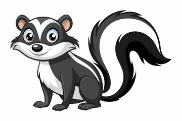 Funny Skunk Vector Illustration Cartoons, Clipart, and Line Art Design on White Background, Funny skunk vector illustration featuring cartoons, clipart, and line art on a white background.