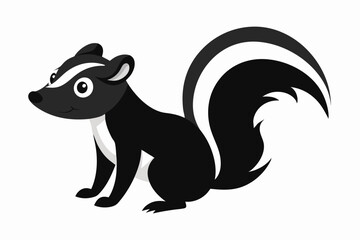 Funny Skunk Vector Illustration Cartoons, Clipart, and Line Art Design on White Background, Funny skunk vector illustration featuring cartoons, clipart, and line art on a white background.