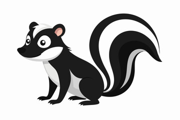 Funny Skunk Vector Illustration Cartoons, Clipart, and Line Art Design on White Background, Funny skunk vector illustration featuring cartoons, clipart, and line art on a white background.