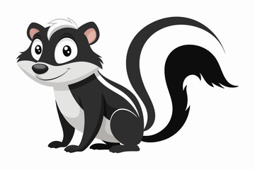 Funny Skunk Vector Illustration Cartoons, Clipart, and Line Art Design on White Background, Funny skunk vector illustration featuring cartoons, clipart, and line art on a white background.