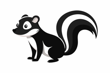 Funny Skunk Vector Illustration Cartoons, Clipart, and Line Art Design on White Background, Funny skunk vector illustration featuring cartoons, clipart, and line art on a white background.