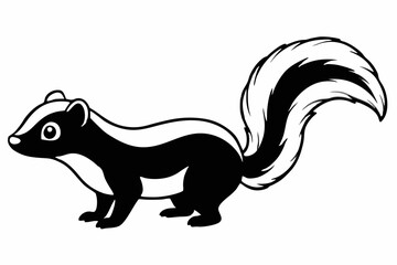 Funny Skunk Vector Illustration Cartoons, Clipart, and Line Art Design on White Background, Funny skunk vector illustration featuring cartoons, clipart, and line art on a white background.