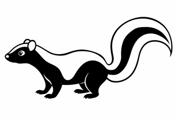 Funny Skunk Vector Illustration Cartoons, Clipart, and Line Art Design on White Background, Funny skunk vector illustration featuring cartoons, clipart, and line art on a white background.