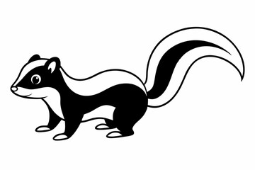 Funny Skunk Vector Illustration Cartoons, Clipart, and Line Art Design on White Background, Funny skunk vector illustration featuring cartoons, clipart, and line art on a white background.