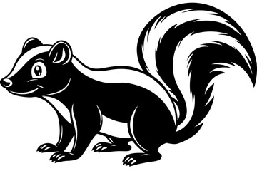 Funny Skunk Vector Illustration Cartoons, Clipart, and Line Art Design on White Background, Funny skunk vector illustration featuring cartoons, clipart, and line art on a white background.