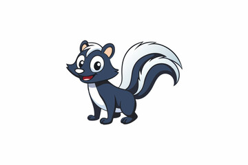 Funny Skunk Vector Illustration Cartoons, Clipart, and Line Art Design on White Background, Funny skunk vector illustration featuring cartoons, clipart, and line art on a white background.