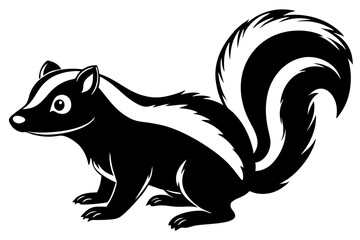 Funny Skunk Vector Illustration Cartoons, Clipart, and Line Art Design on White Background, Funny skunk vector illustration featuring cartoons, clipart, and line art on a white background.