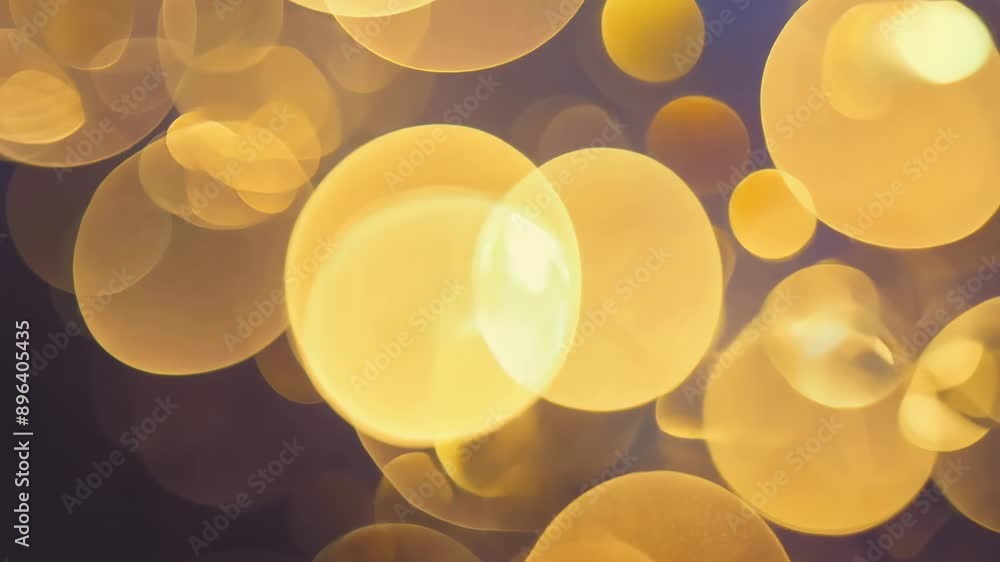 Poster golden bokeh lights blur in the evening, creating a warm and inviting atmosphere