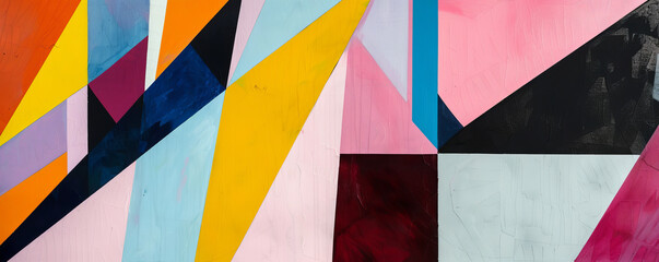 Obraz premium Abstract geometric painting with colorful shapes