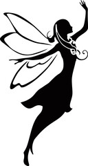Fairy vector silhouette black and white,Fairy Silhouette, Fairy SVG, Tooth Fairy Svg, Fairies Svg,magic fairy design, Fairy silhouettes bundle ,Fairy vector illustration ,Beautiful Fairy Silhouette .
