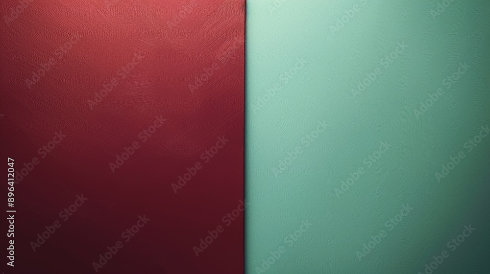 Poster red and a green background are divided by a clear line, creating a minimalist abstract background wi