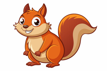 Funny Squirrel Cartoon Vector Illustration with White Background, Funny squirrel cartoon vector illustration with white background, perfect for clipart and design.