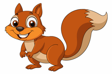 Funny Squirrel Cartoon Vector Illustration with White Background, Funny squirrel cartoon vector illustration with white background, perfect for clipart and design.