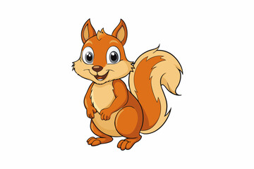 Funny Squirrel Cartoon Vector Illustration with White Background, Funny squirrel cartoon vector illustration with white background, perfect for clipart and design.