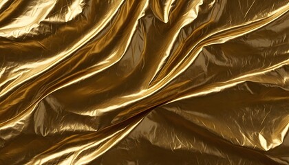 A crinkled gold foil texture with sharp creases and folds, reflecting light in varied patterns for a dynamic, shiny effect. Multiple variations available