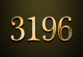 Old gold effect of 3196 number with 3D glossy style Mockup.