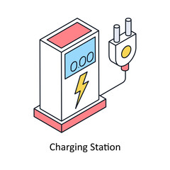 Charging Station Isometric style icon. Symbol on White background EPS 10 File 