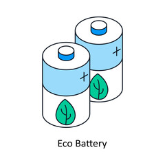 Eco Battery Isometric style icon. Symbol on White background EPS 10 File 