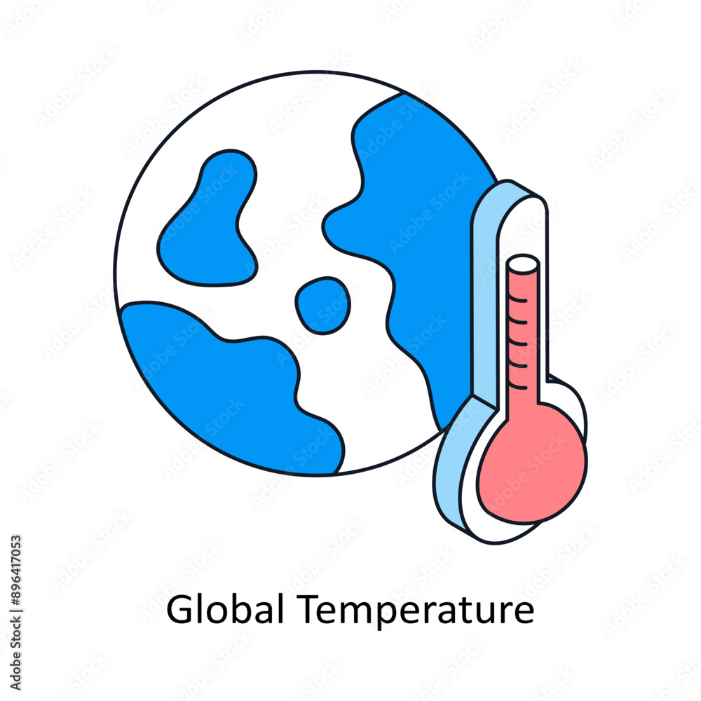 Poster global temperature isometric style icon. symbol on white background eps 10 file