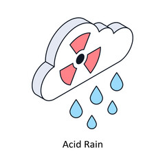 Acid Rain Isometric style icon. Symbol on White background EPS 10 File 