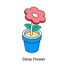 Daisy Flower Isometric style icon. Symbol on White background EPS 10 File 