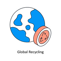 Global Recycling Isometric style icon. Symbol on White background EPS 10 File 