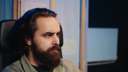 Man getting scared while programming after AI becomes sentient, afraid of it spiraling out of...