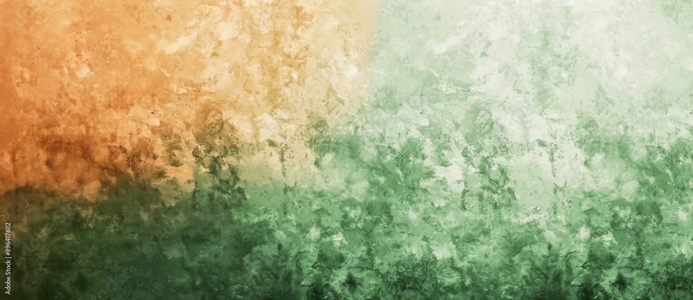 Poster green and orange color is blending on a textured background, creating a beautiful gradient. this col