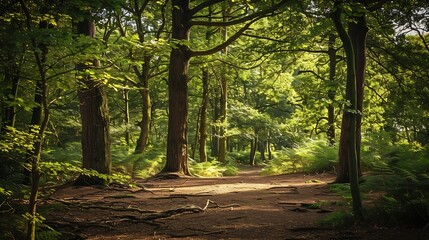 Fototapeta premium View of woods near Lyndhurst a large village and civil parish situated in the New Forest National Park in Hampshire England UK : Generative AI
