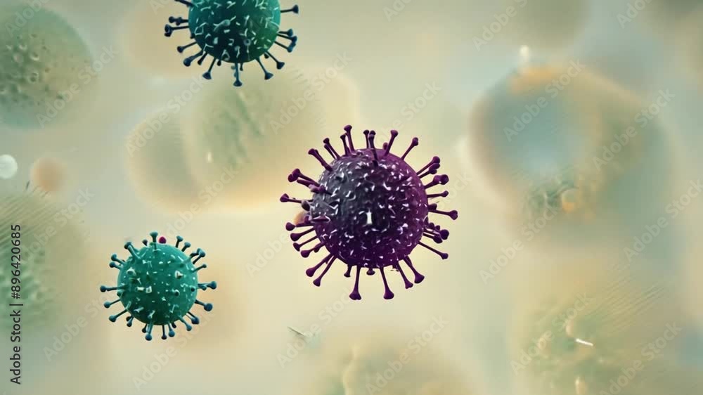 Aufkleber a close-up view of several viruses in various colors.
