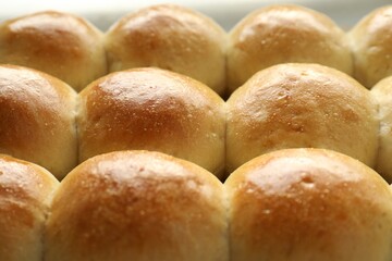 Closeup view of many delicious dough balls