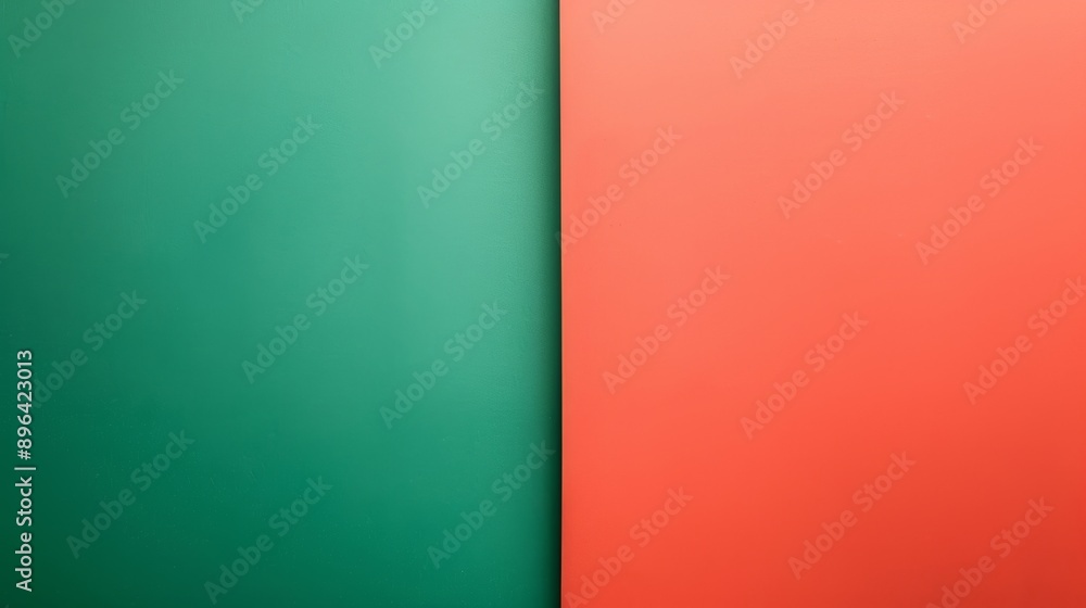 Poster green and red background are divided vertically down the middle, creating two distinct halves. this 