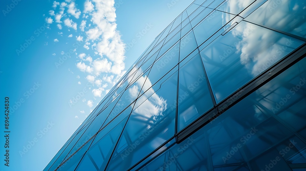 Poster wall of a modern building on a background of blue sky abstract architectural background : Generative AI