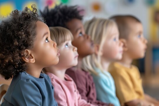 kids 5 years listening ticher in kindergarten : Generative AI