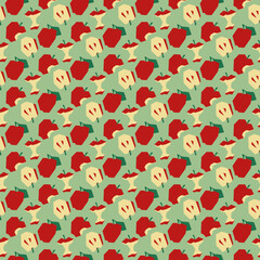 Seamless pattern with ripe red apple. Background fill. Summer. Healthy food
